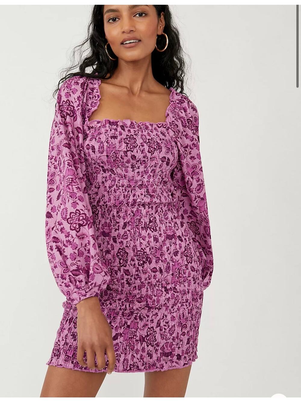Free People Smock It To Me Purple Mini Dress medium